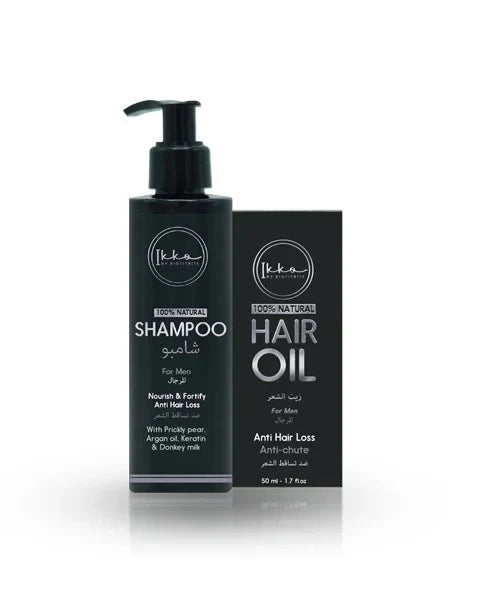 Pack Soins naturels cheveux homme Huile Anti-Chute et Shampoing Anti-Chute IKKO COSMETICS