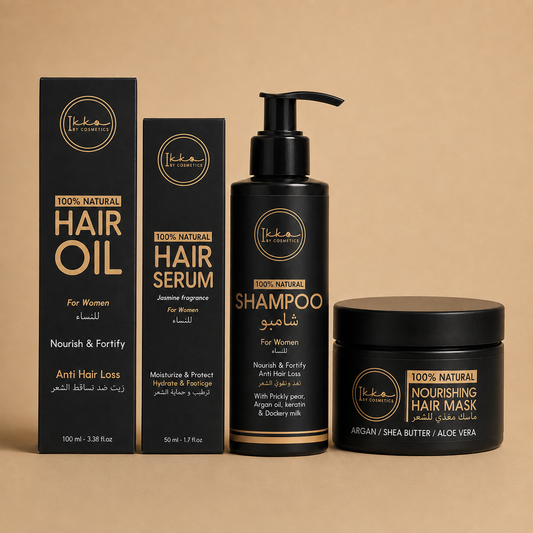 Pack Essentiel Soins Cheveux Femme – Huile + Sérum + Shampoing + Masque