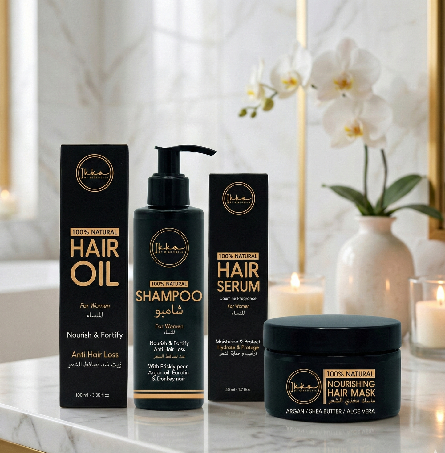 PACK ESSENTIEL SOINS NATURELS CHEVEUX FEMME - SHAMPOING+HUILE+SERUM+MASQUE