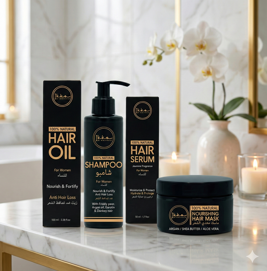 PACK ESSENTIEL SOINS NATURELS CHEVEUX FEMME - SHAMPOING+HUILE+SERUM+MASQUE